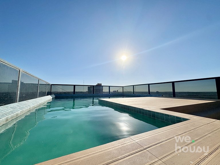 Estúdios Modernos no Empíria - com Vista, Piscina e Academia